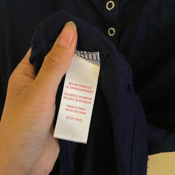 Josie Natori Sleepwear Long Sleeve Top Small Navy Button Soft - Picture 6 of 9